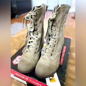 Rock & Candy Khaki Lace Up Boots